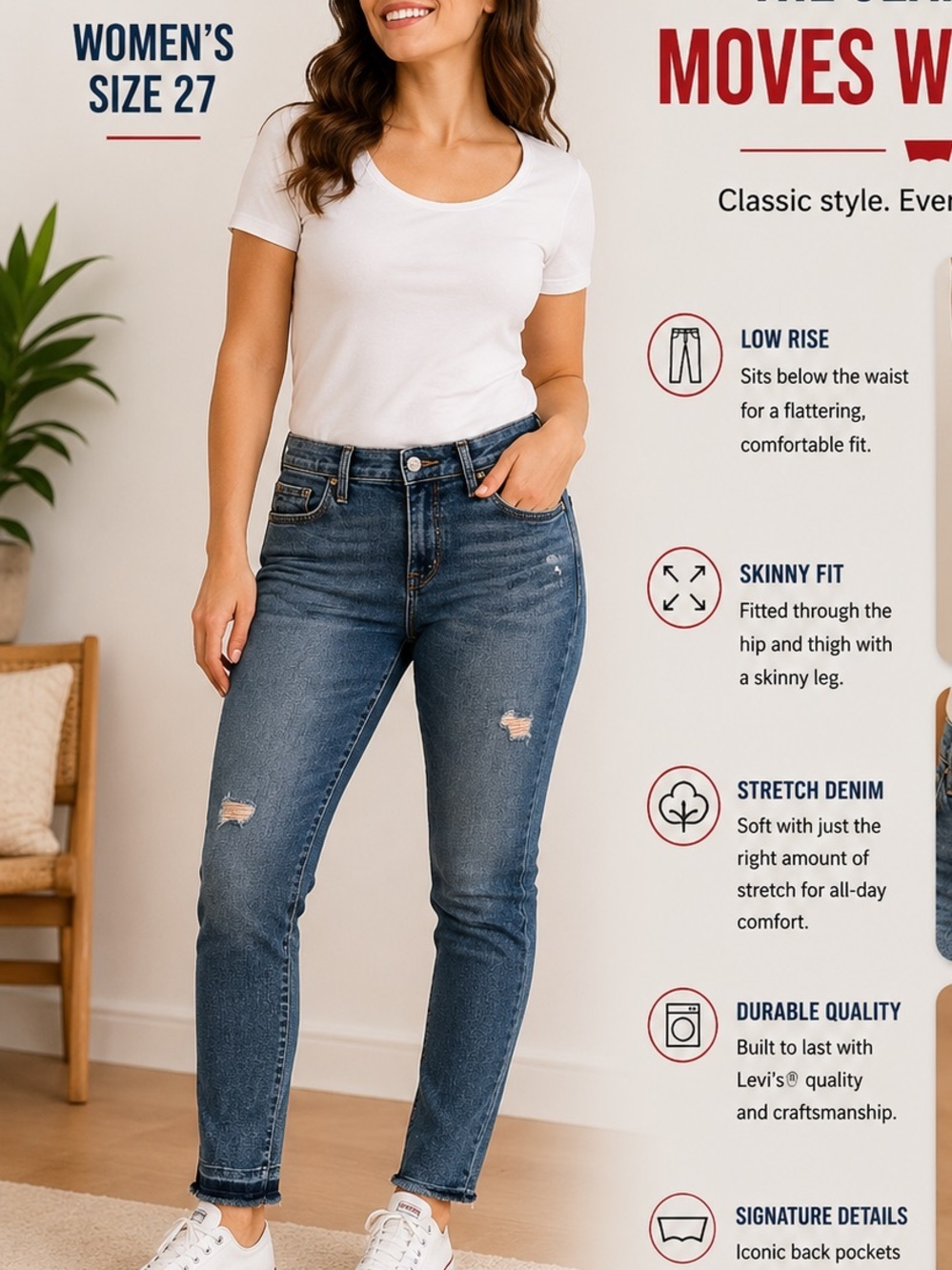 Mossimo Supply Co. Women's Distressed Skinny Jeans - Medium Blue Wash size 27